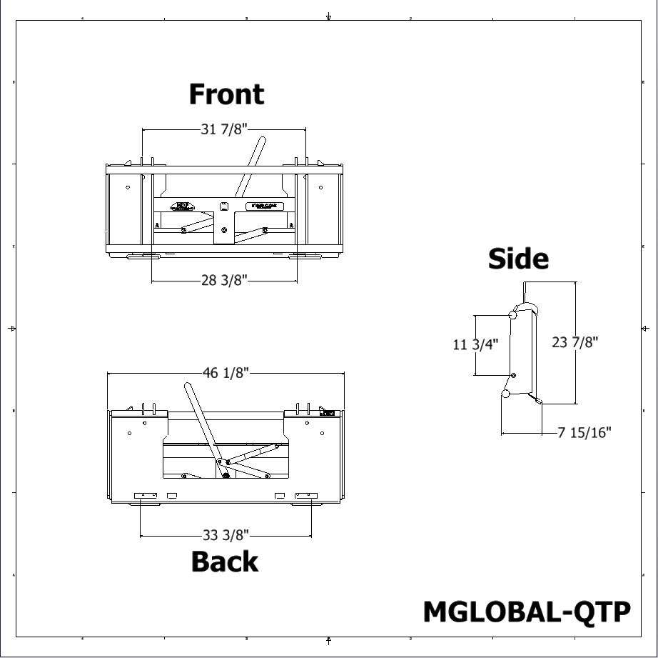 MALE GLOBAL EURO TO UNIVERSAL SKID STEER ADAPTER MESSER ATTACHMENTS
