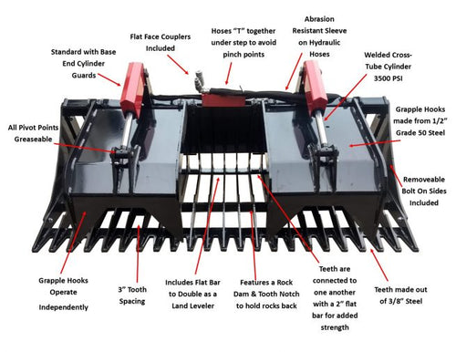 ROCK/BRUSH BUCKET GRAPPLE MESSER ATTACHMENTS