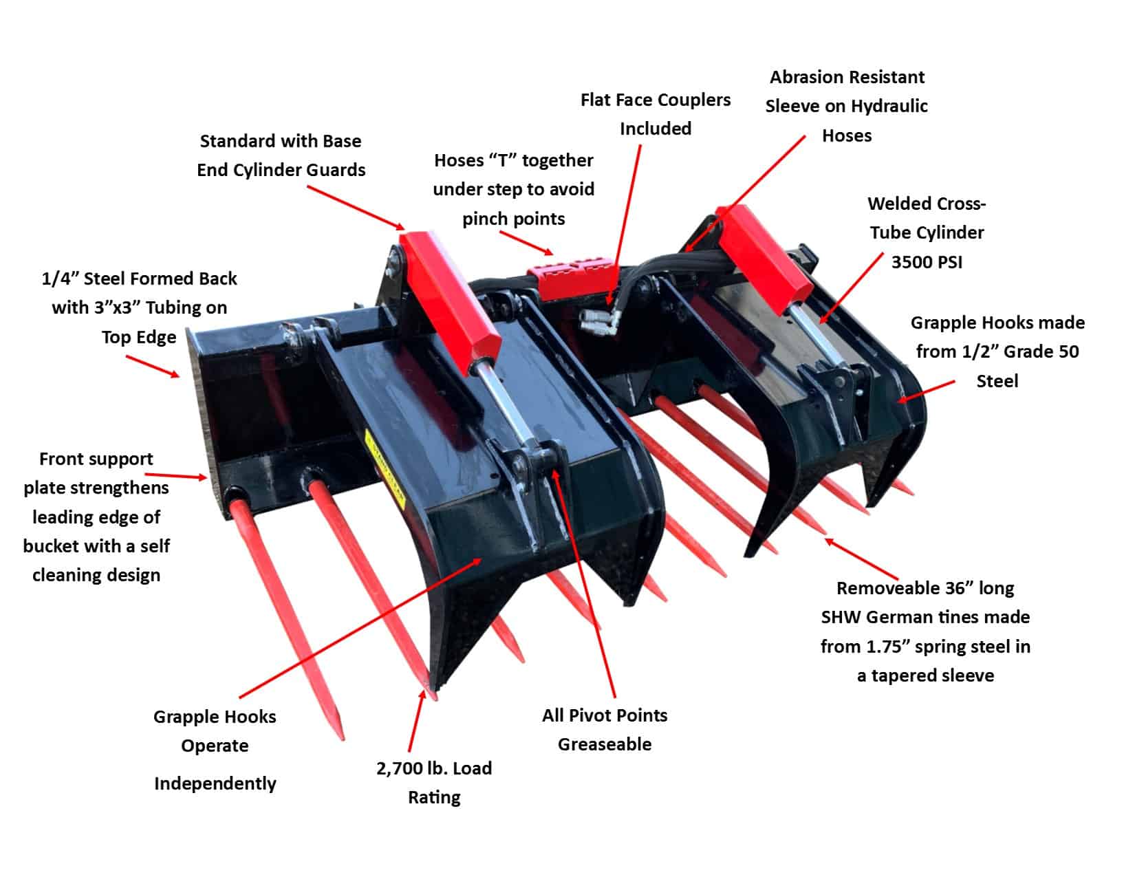 MANURE FORK GRAPPLE MESSER ATTACHMENTS